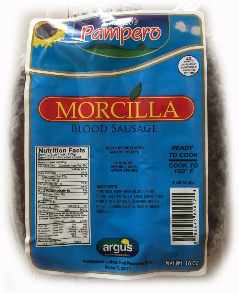 Pampero Morcilla Blood Sausage 16 Oz (4 Pack)