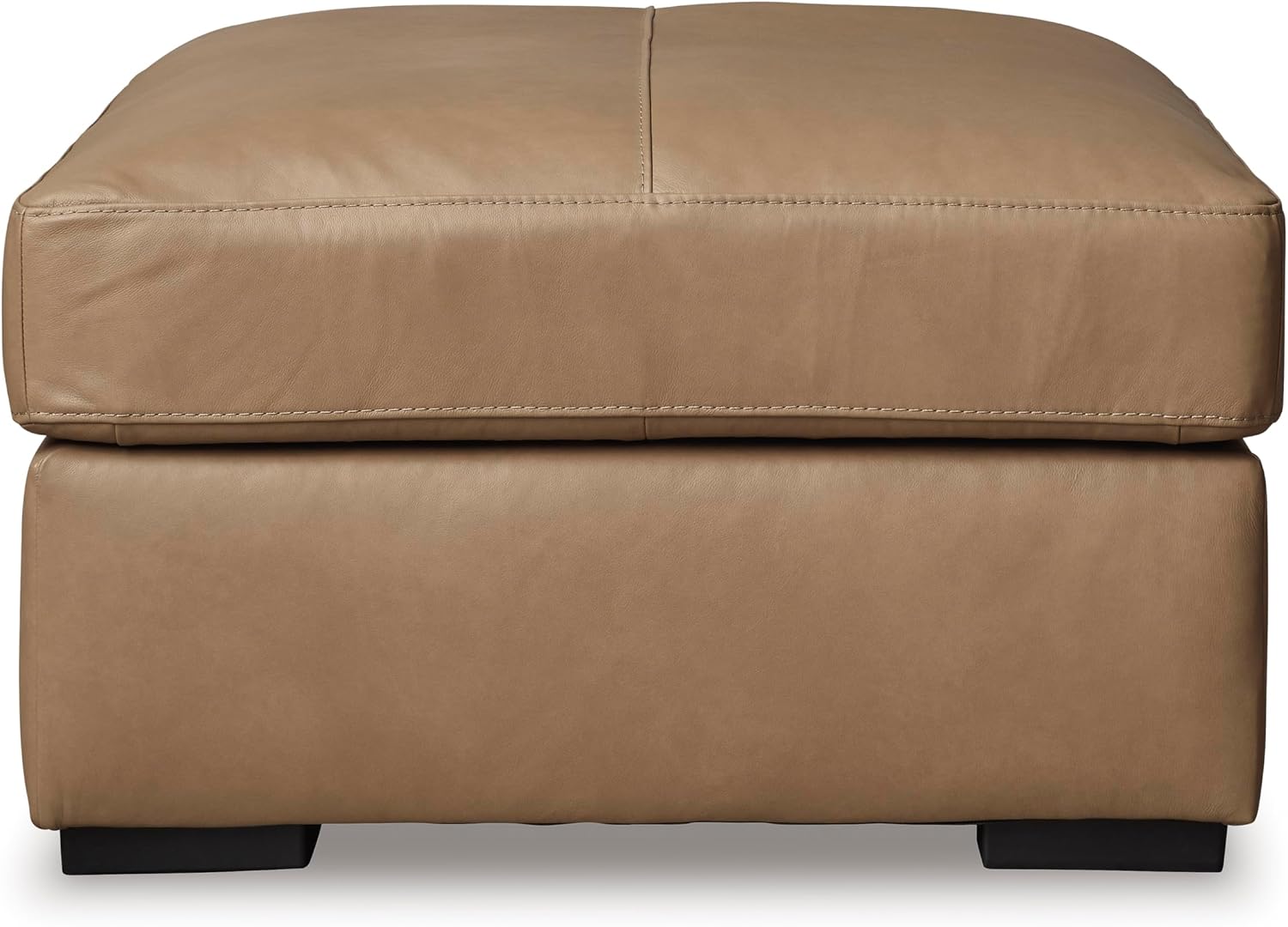 Signature Design by Ashley Bandon Oversized Accent Ottoman, Square Top Grain Leather Living Room Centerpiece, Toffee Brown, 37" W x 37" D, No Assembly Required