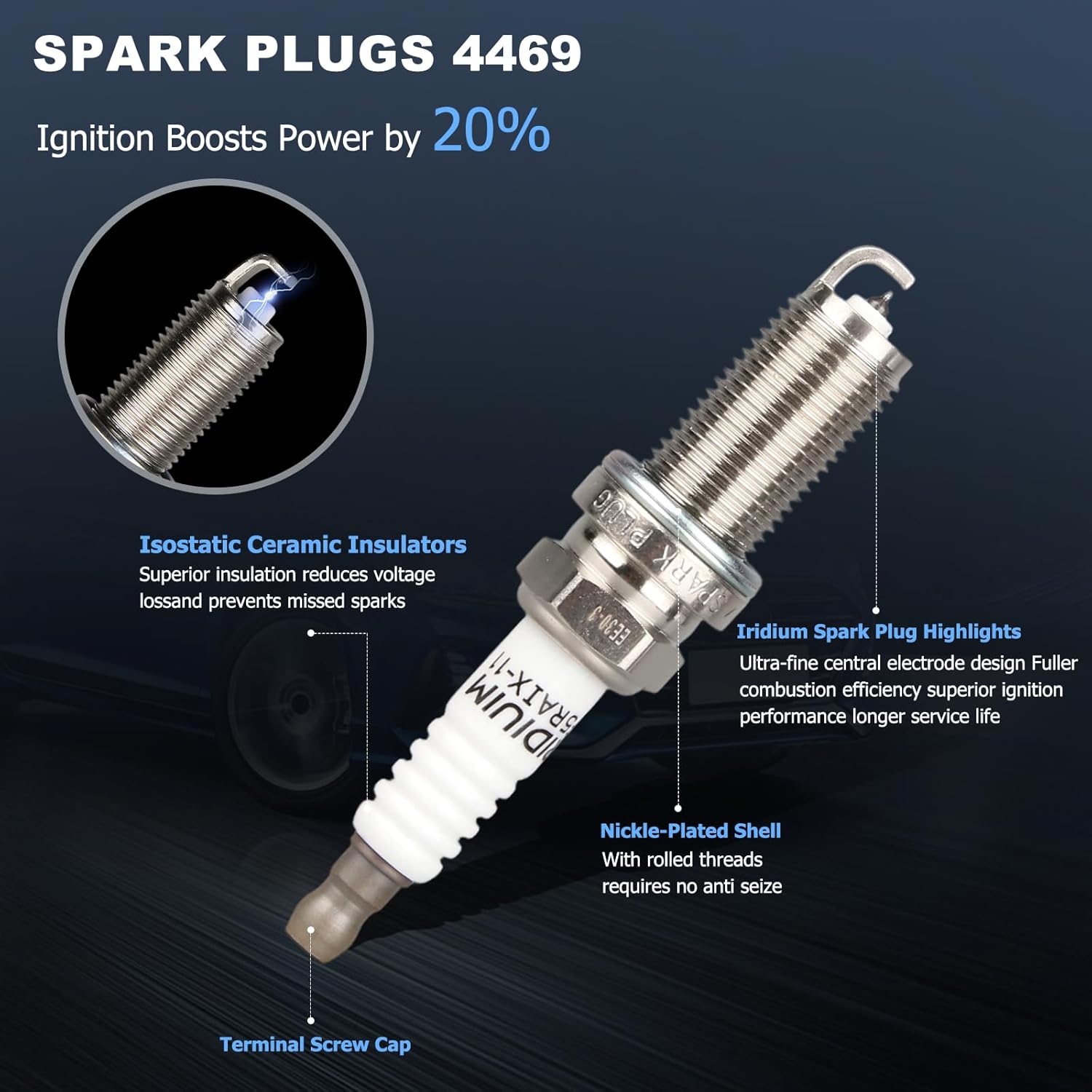 OTO-K Ignition Coil Pack and Iridium Spark Plugs Compatible with 2014-2019 Chrysler 200/Dodge Dart/Jeep Cherokee Renegade/Ram ProMaster City 2.4L L4,Spark Plugs Coil Packs Replaces# UF751& 4469