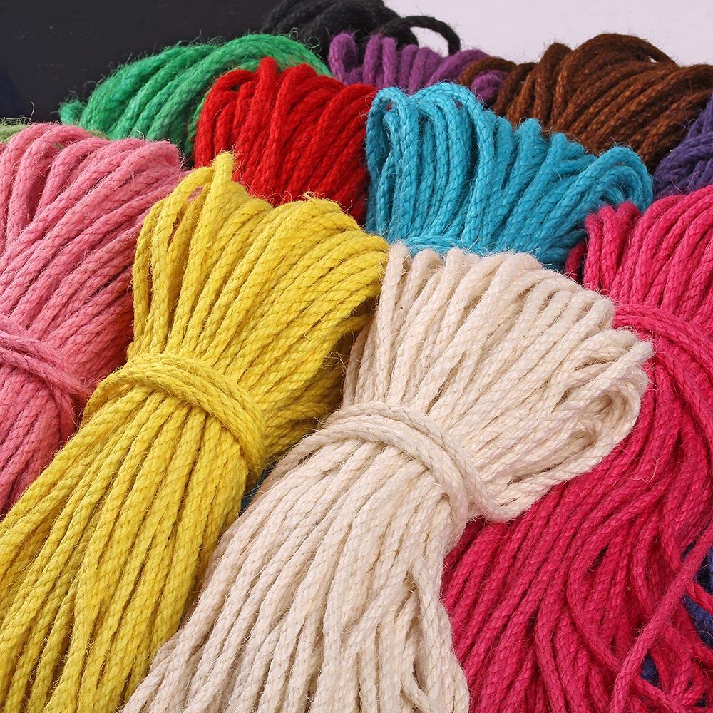 5mm Juteschnur Farbig Garten Kordel Jute-Schnur Bunte Bastelschnur Dekokordel Juteseil Natur Schnur Makramee Garn Hanfseil Kordel Jutekordel Deko Paketschnur