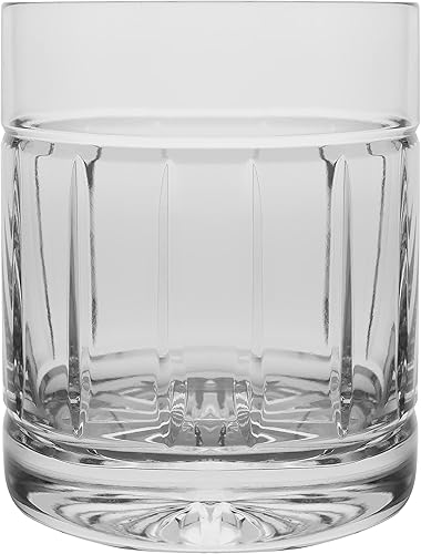 Barski Vaso de vidrio doble antiguo - Juego de 6 vasos - Cristal cortado a mano - Vasos DOF diseñados - Para whisky - Bourbon - Agua - Bebidas -