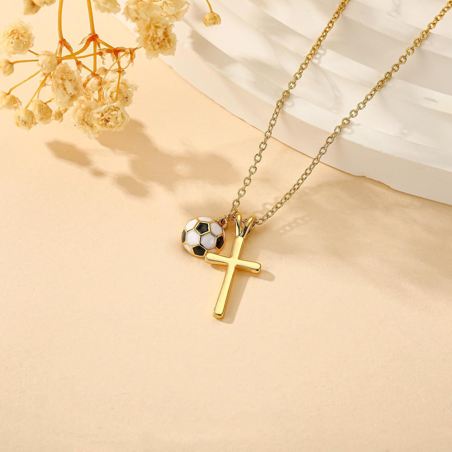 Softball/Volleyball/Basketball/Soccer Necklace for Teen Girls Women, Gold/Silver Cross Pendant Sport Accessories Valentines Christian Religious Jewelry Gifts for Teens Kids Lovers - Image 2