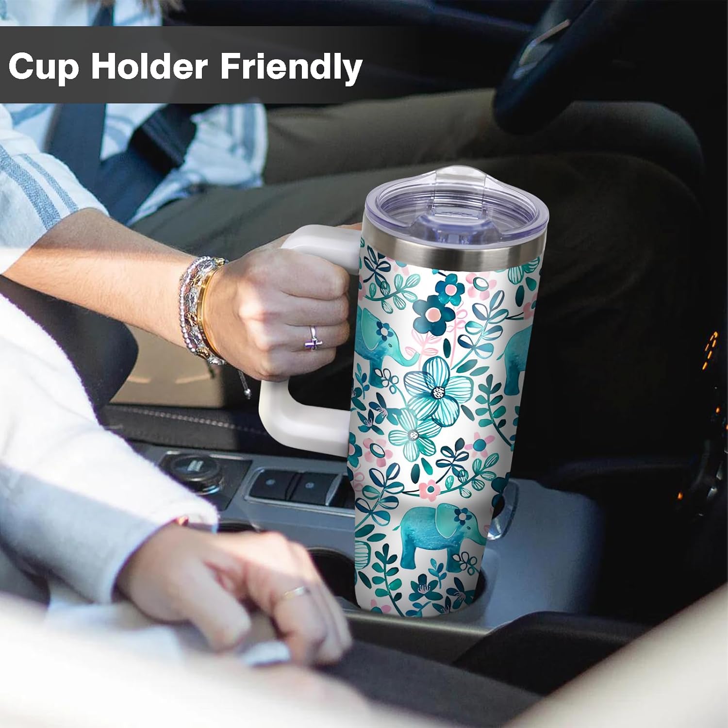 30 oz Elephant Tumbler with Handle and Straw, 30oz Insulated Stainless Elephant Tumbler Coffee Travel Mugs Cup Water Bottle Frog Lovers Gifts for Women Girls - Image 6