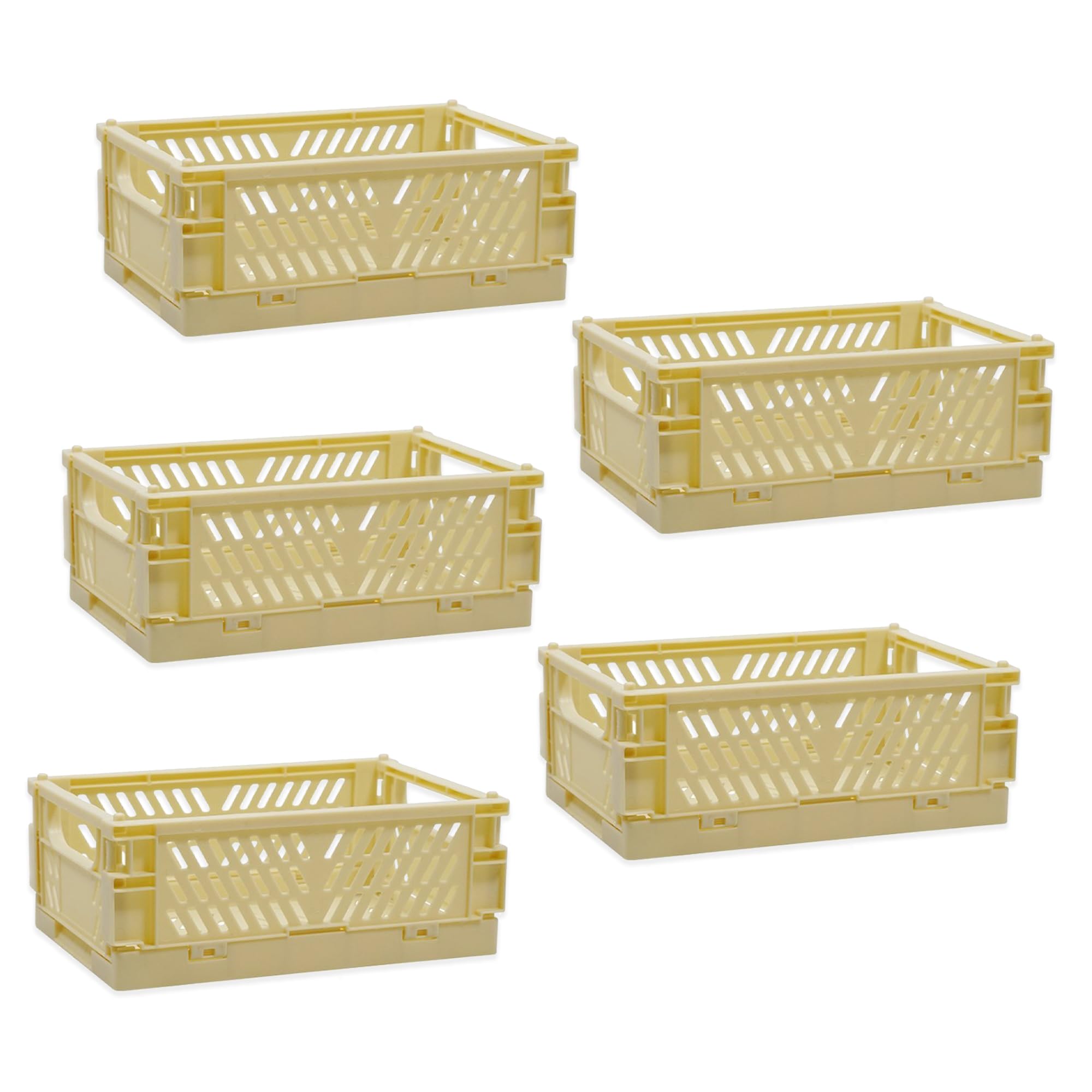 Kuber Industries Beige (Set Of 5) Small & Rugged Plastic Basket For Storage - For Kitchen, Makeup, Toiletries & Bathroom Items