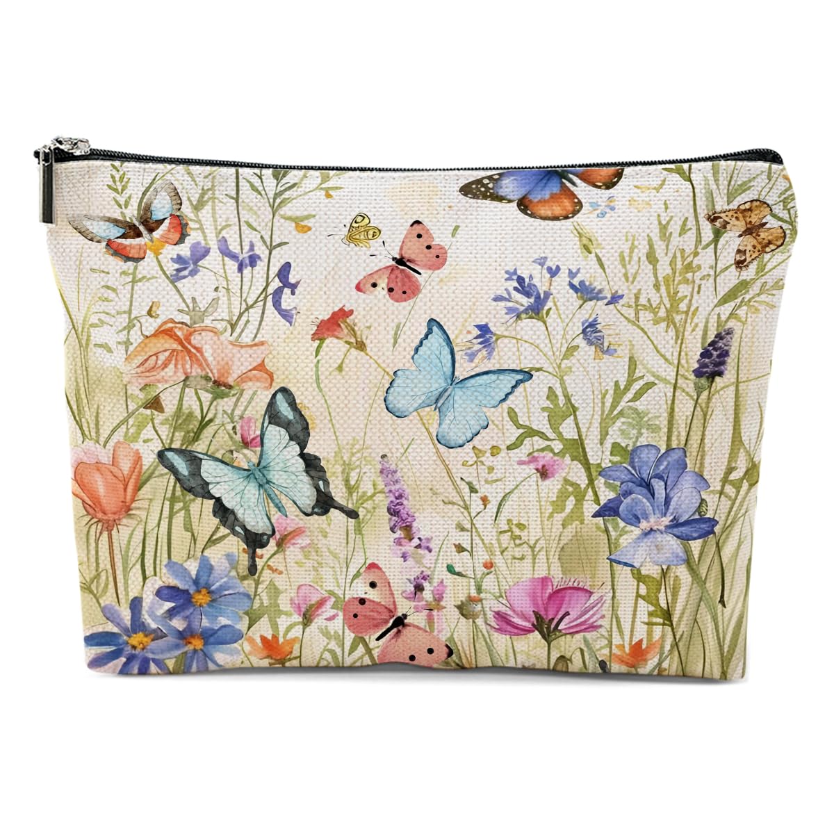 Floral Butterfly Makeup Bag, Butterfly Gifts Cosmetic Bag Butterflies Travel Pouch, Butterfly Stuff for Women Girls Daughter Sisters Coworker Friends