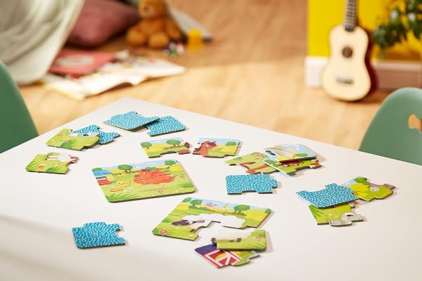 Lisciani - Carotina Baby - 6 Puzzles La Ferme - Puzzles de 4 pièces Pour Enfants de 1 à 4 ans - Jeu Éducatif avec Animaux de La Ferme - Apprentissage Ludique - 5