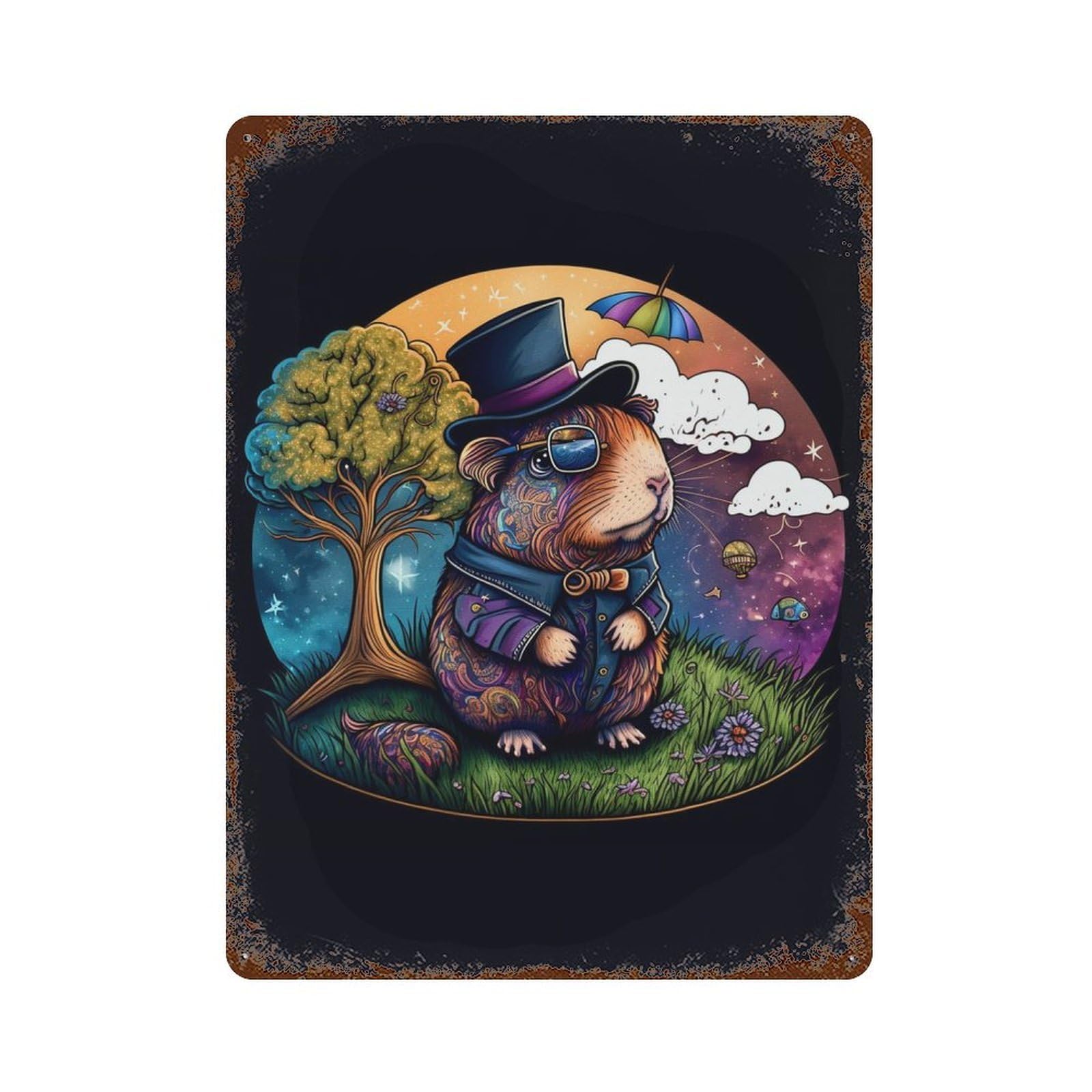 Guinea Pig Rusty Metal Tin Sign 15.7"x11.8", Ideal for Farmhouse, Kitchen And Entryway Decor