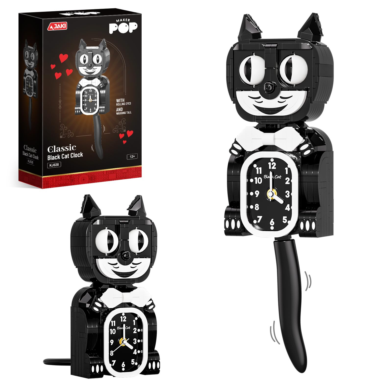 Amazon.com: JAKI Black Cat Swing Clock Building Blocks Set,Cat