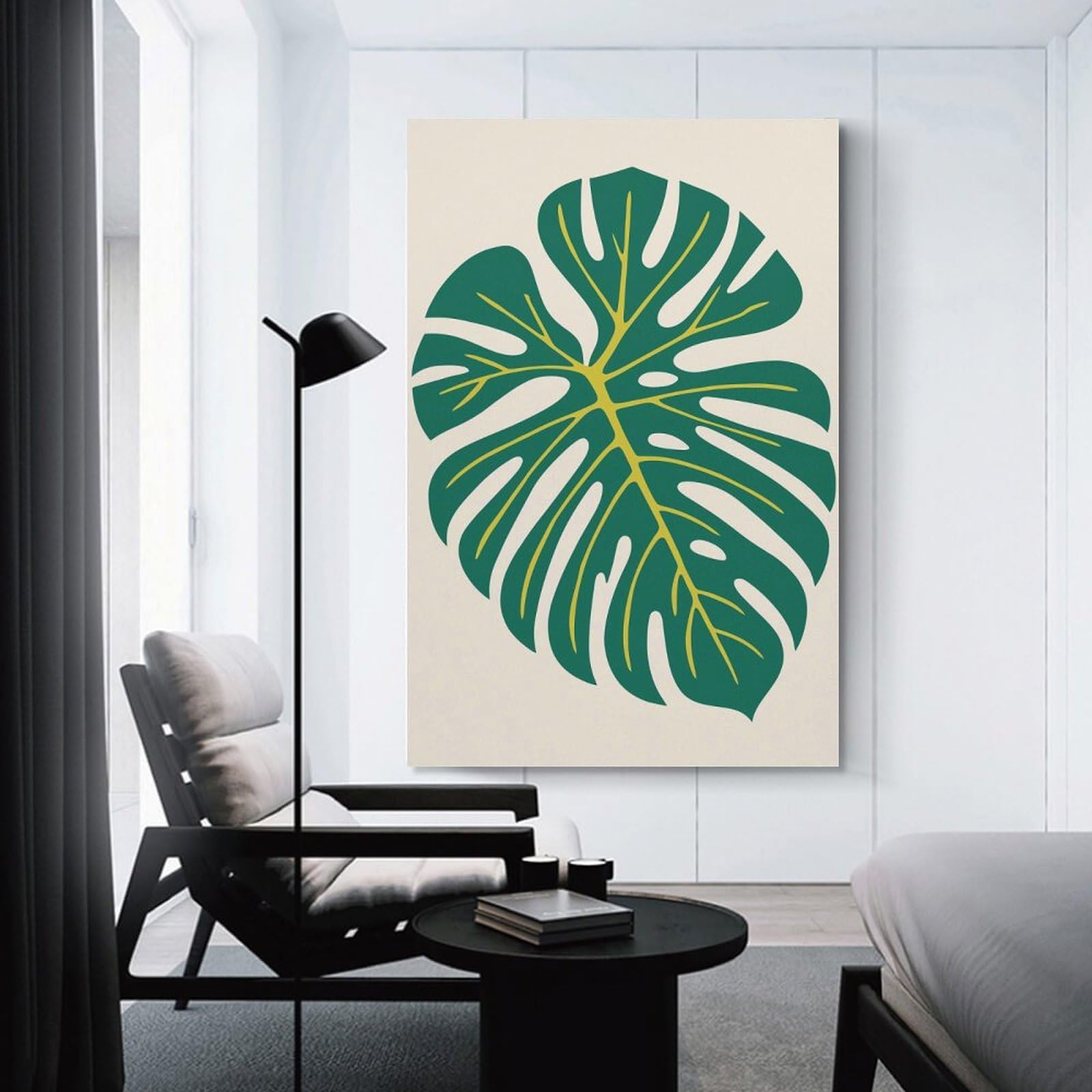 Junmoney Decorative Canvas Print Tropical Leaf Illustration, 20x30inch(50x75cm), for Office, Study Or Home Workspace, Decorative Artwork for Productive Spaces