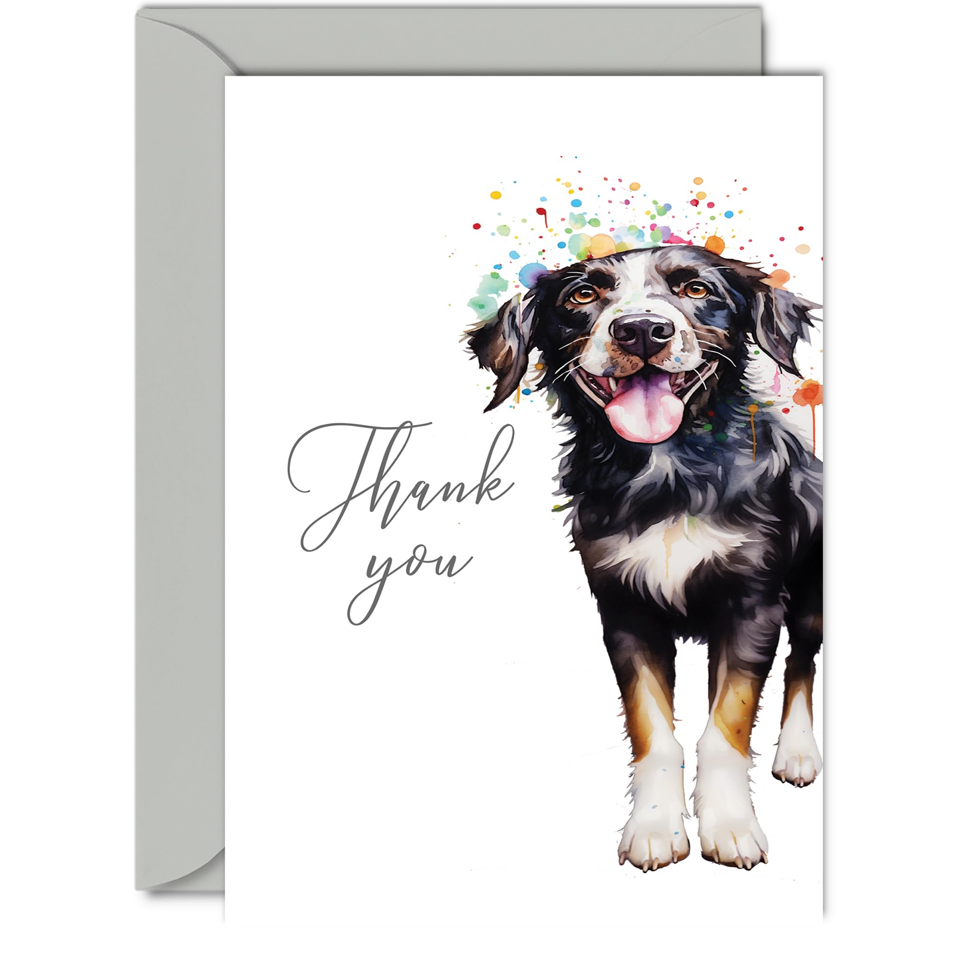 Thank You Cards for Thanks - Party Dog - Thankyou Cards for Friends Family Neighbour Teacher, Heartfelt Appreciation Card 5x7 Inch Thank You So Much Greeting Cards