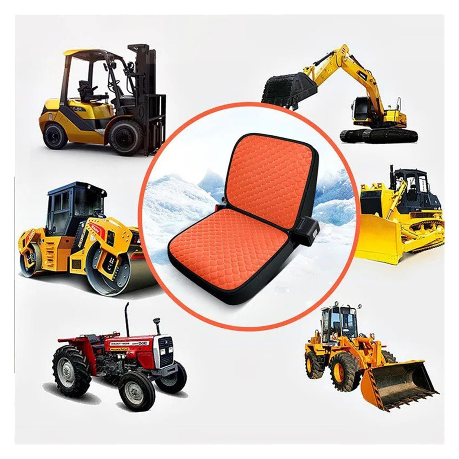 Autschonbezüge Sitzbezug Für Bagger Gabelstapler Baufahrzeuge Landwirtschaftliche Fahrzeuge Universell Einsetzbar Warme Sitzmatte Aus Kurzem Plüsch(Style A - Black)