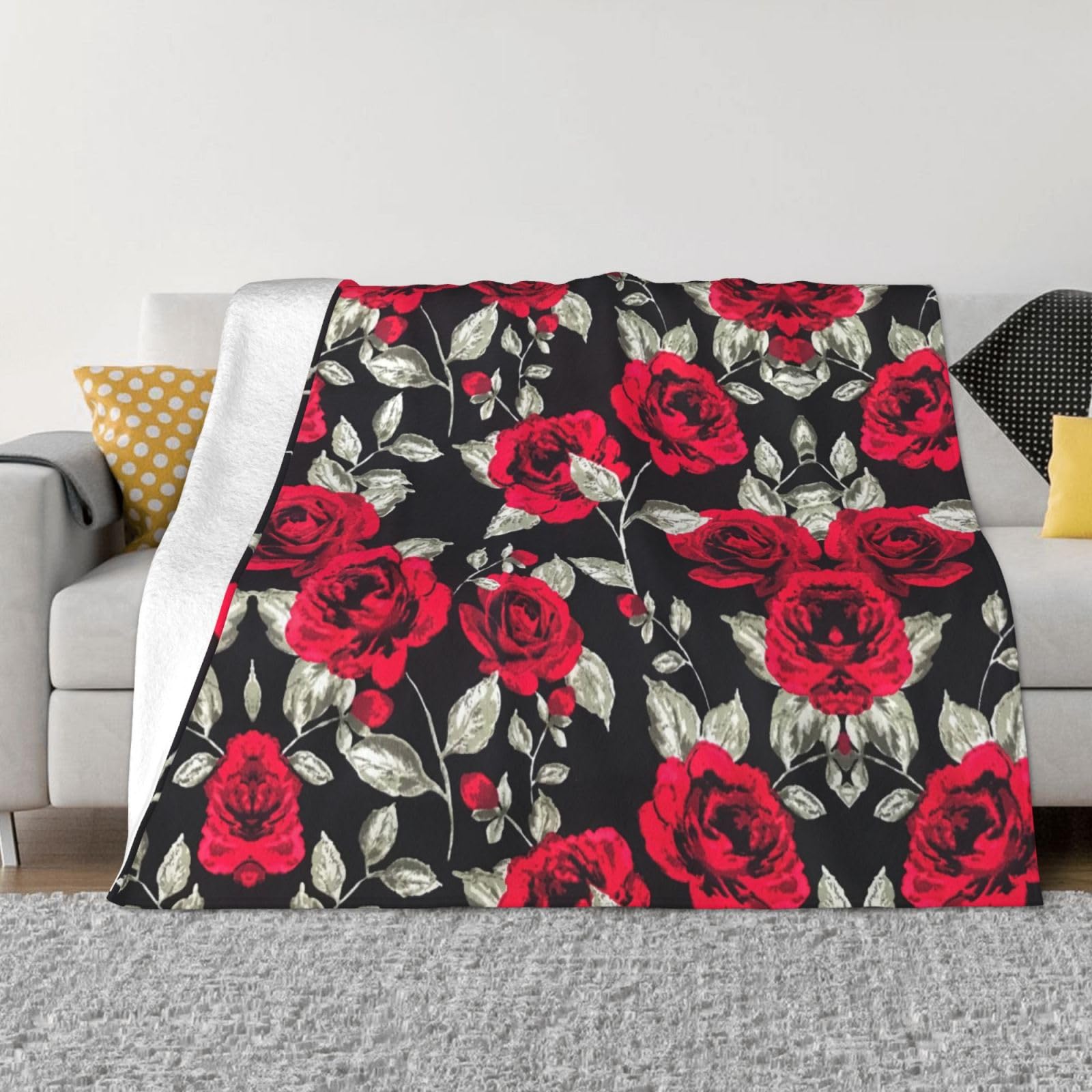 Couverture de lit en flanelle Red Rose Garden 76x101cm plaide chaude