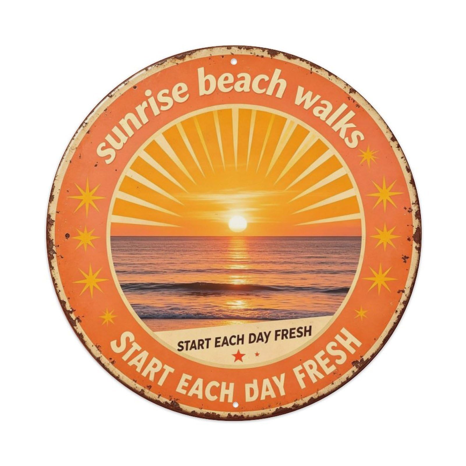 Sunrise Beach Walks Metal Tin Sign Plaque