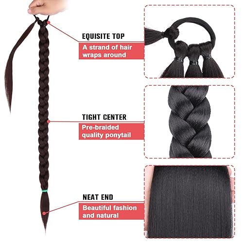 Miniatura 3 de Xtrend Extensión de cabello sintético suave y trenzado de 26 pulgadas, con cola de caballo trenzada y natural, para mujeres (24613#)