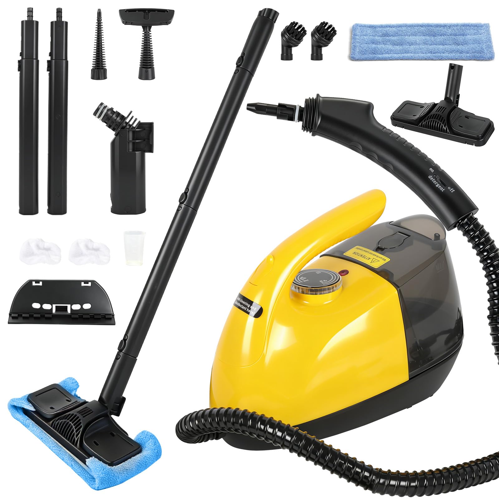 Dampfreiniger, 1800W Tragbarer Dampfreiniger Boden mit 900-ml-Tank, 15 Zubehörteile, Handdampfreinige für die Reinigung von Öfen, Teppichen, Sofas, Polstern, Spielzeug und glatten Böden