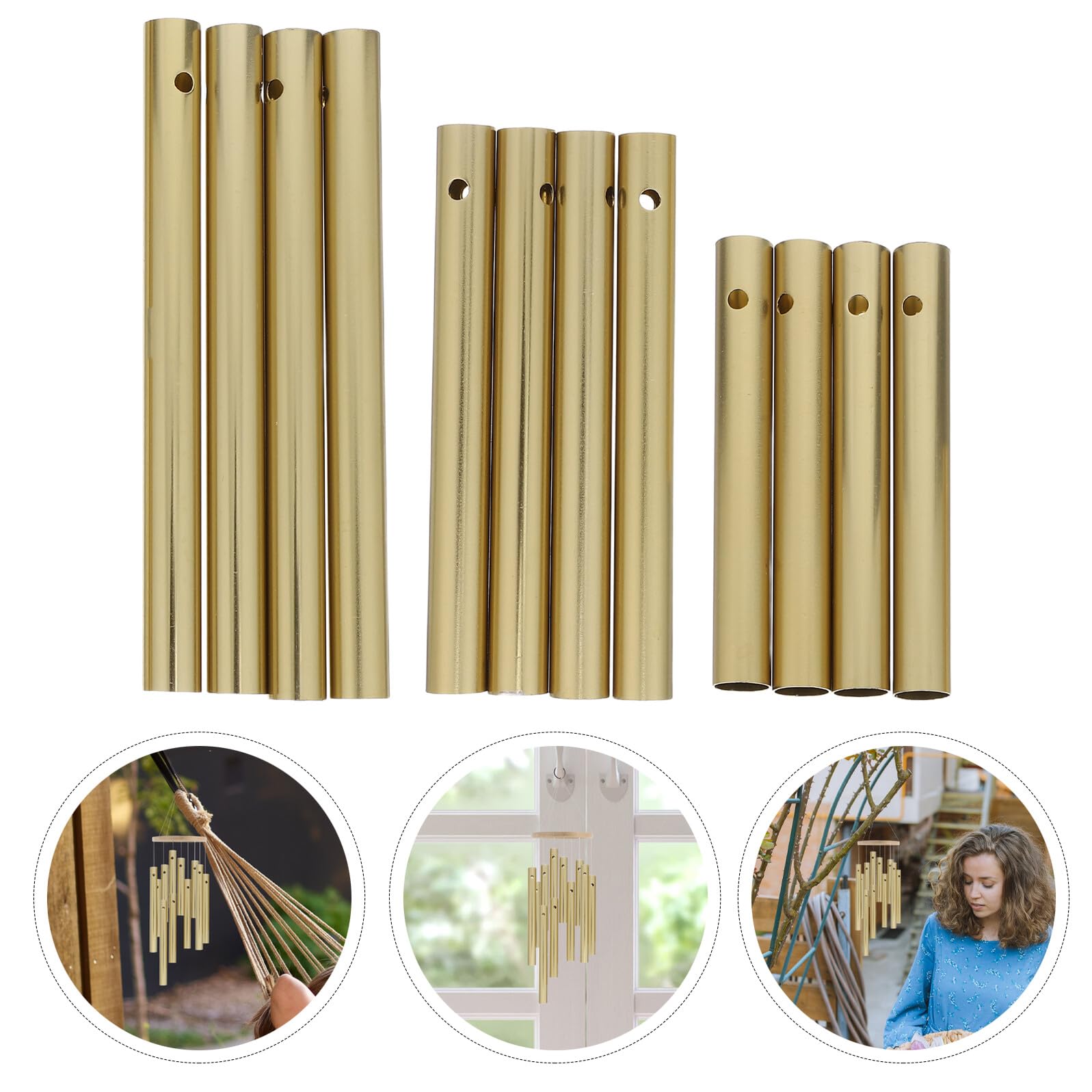 Kisangel Kit Fai da Te Campanelli Eolici 12 Pezzi Tubi in Alluminio Dorato per Decorazioni Giardino e Interno, Accessori Carillon a Vento Artistici per Progetti Sospesi e Cortile