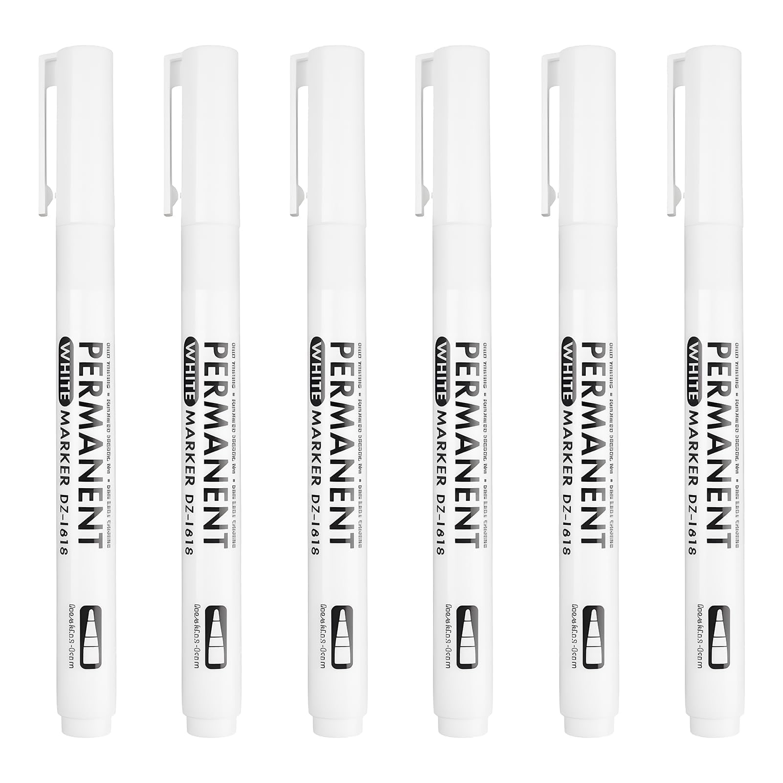 Rotulador Permanente Blanco, 6 Piezas Marcador Opaco, Impermeable y de Secado Rápido, Ancho de Trazo 2.0 mm, para Pinturas Rupestres,Cerámica, Vidrio, Madera, Tela, Metal