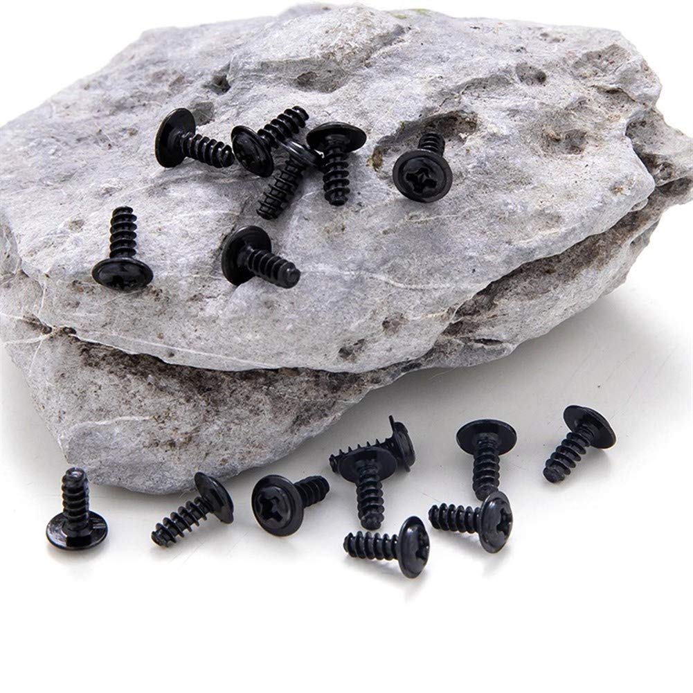 Juego de tornillos de rosca, 100 tornillos de cabeza redonda con arandela, autorroscantes, chapados en negro, pernos de grifo M2 M3 (M2, 100 unidades, 5 mm)