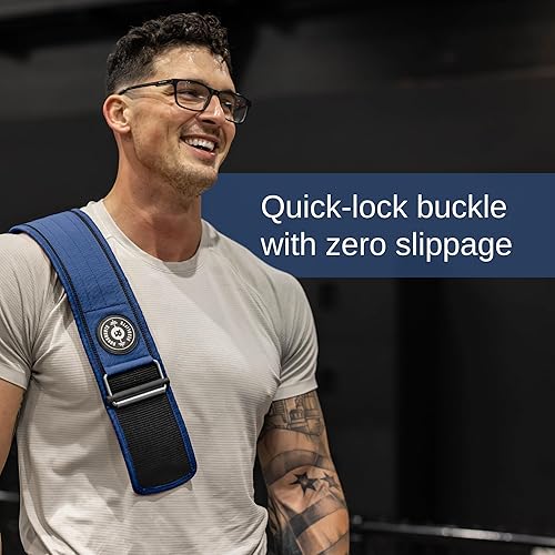 Miniatura 6 de DNDL - Cinturón de levantamiento de pesas autobloqueante, 4 pulgadas, nailon, hebilla de metal (azul, grande)