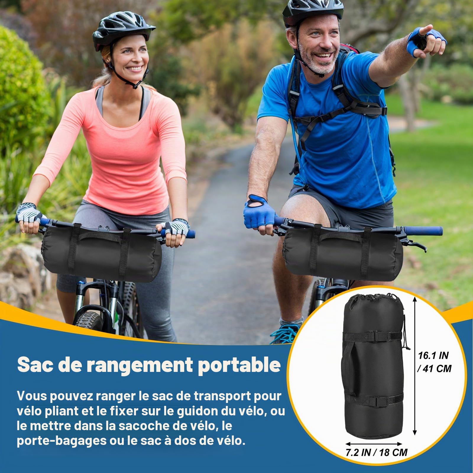Sac de voyage pliable pour vélo, noir, 55,1 x 31,4 x 11 pouces (140 cm x 80 cm x 28 cm), sacoche de vélo multifonction