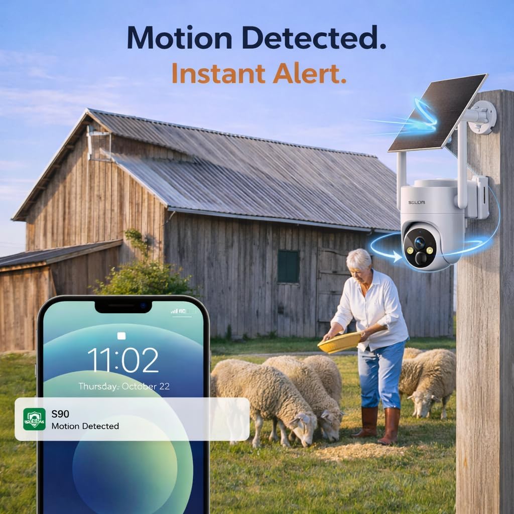 Smartphone displaying a motion detected alert from SOLIOM S90 camera