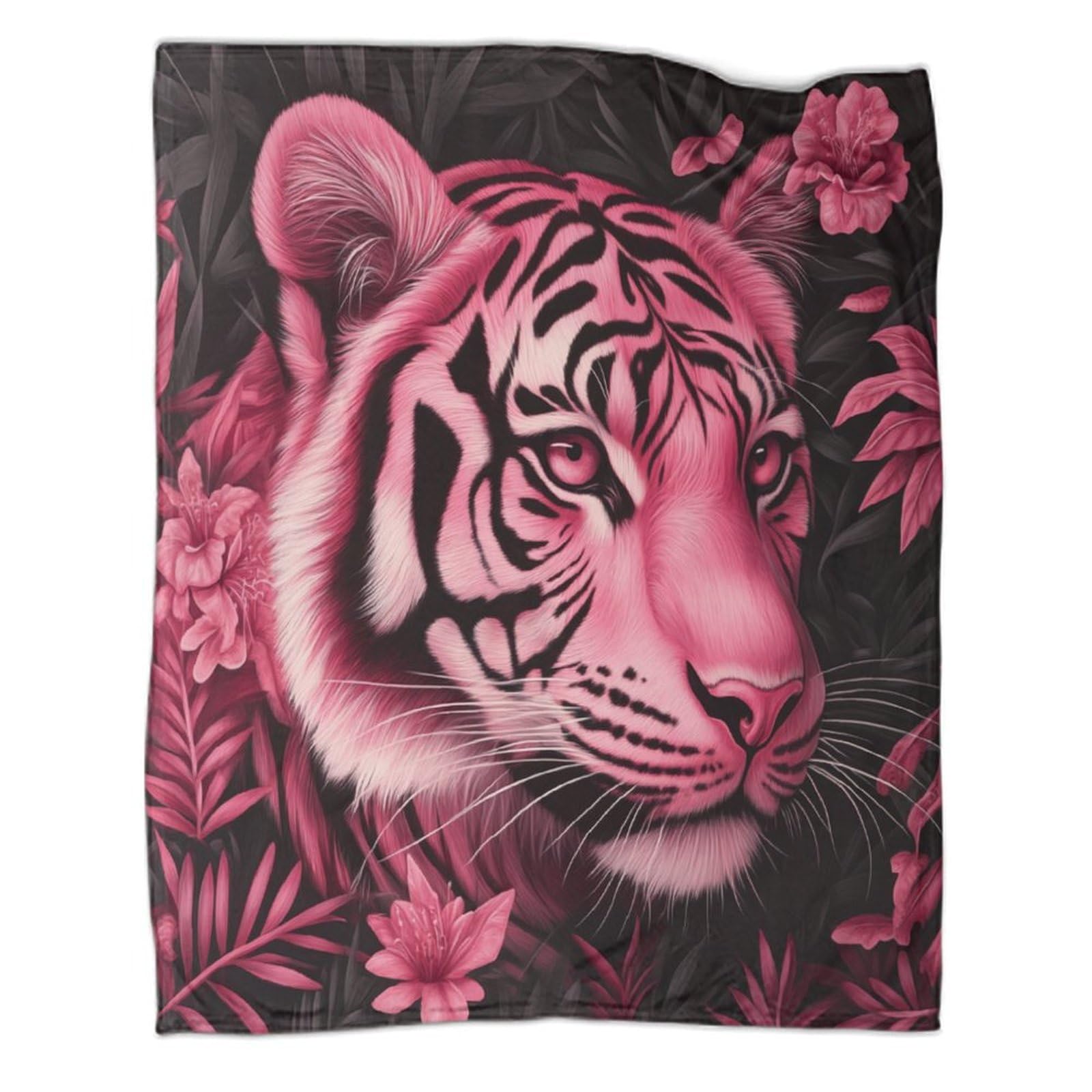 Kaiyun Pink Traditional Style Pattern Soft Throw Blanket 3D Printing Tiger Blanket Suitable For Living Room Bedroom Sofa Sofa Warm And Comfortable 50X60inch(127X152cm)