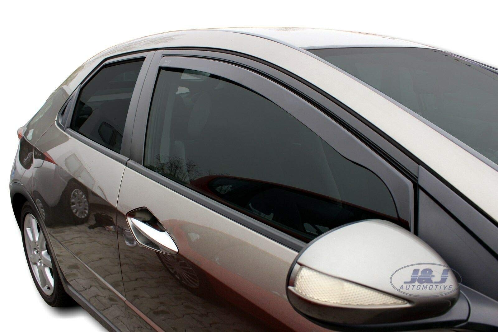 J&J AUTOMOTIVE Windabweiser passend für Honda Civic 5-Türer Schrägheck 2006-2012 2tlg, Heko Regenabweiser Vorne Getönt Dunkel Passform