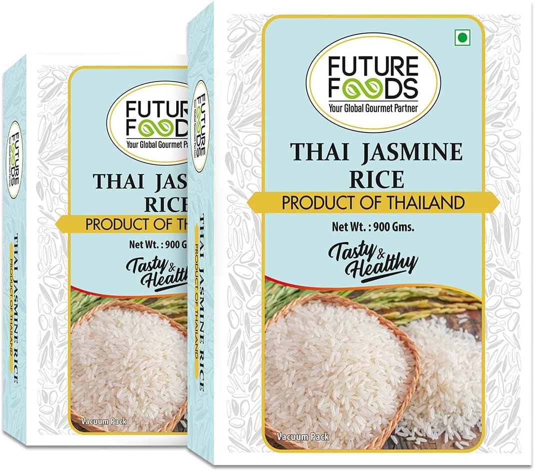 Future Foods Jasmine Rice 900 gram (Pack of 2)| Thai fragrant Rice | Packed with Phytonutrients | Enhances Fibre Intake | Beneficial for Diabetic Patients | Product of Thailand