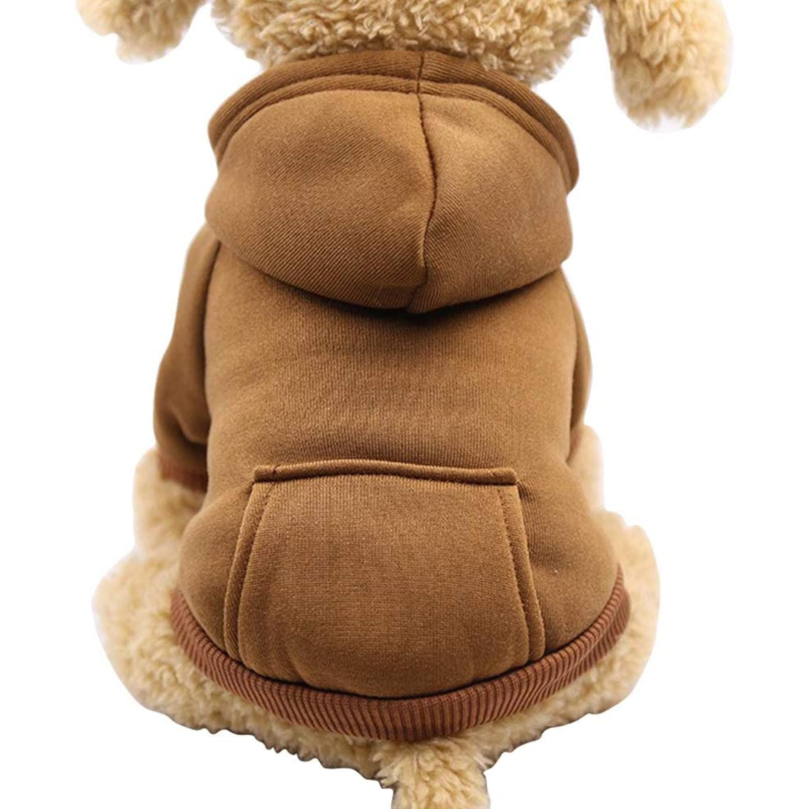 Jecikelon Winter Dog Hoodie Sweatshirts with Pockets Warm Dog Clothes for Small Dogs Chihuahua Coat Clothing Puppy Cat Custume (Coffee, X-Large)