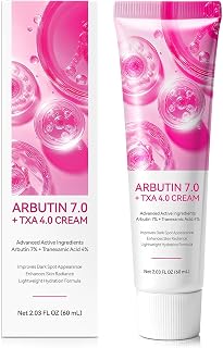 Arbutin 7% + Tranexamic Acid 4% Cream, Arbutin Cream for Stain Removal, Glutathion, Hyperpigmentation, Freckles, Age Spots, Skin Impurities, Mild 2 fl oz