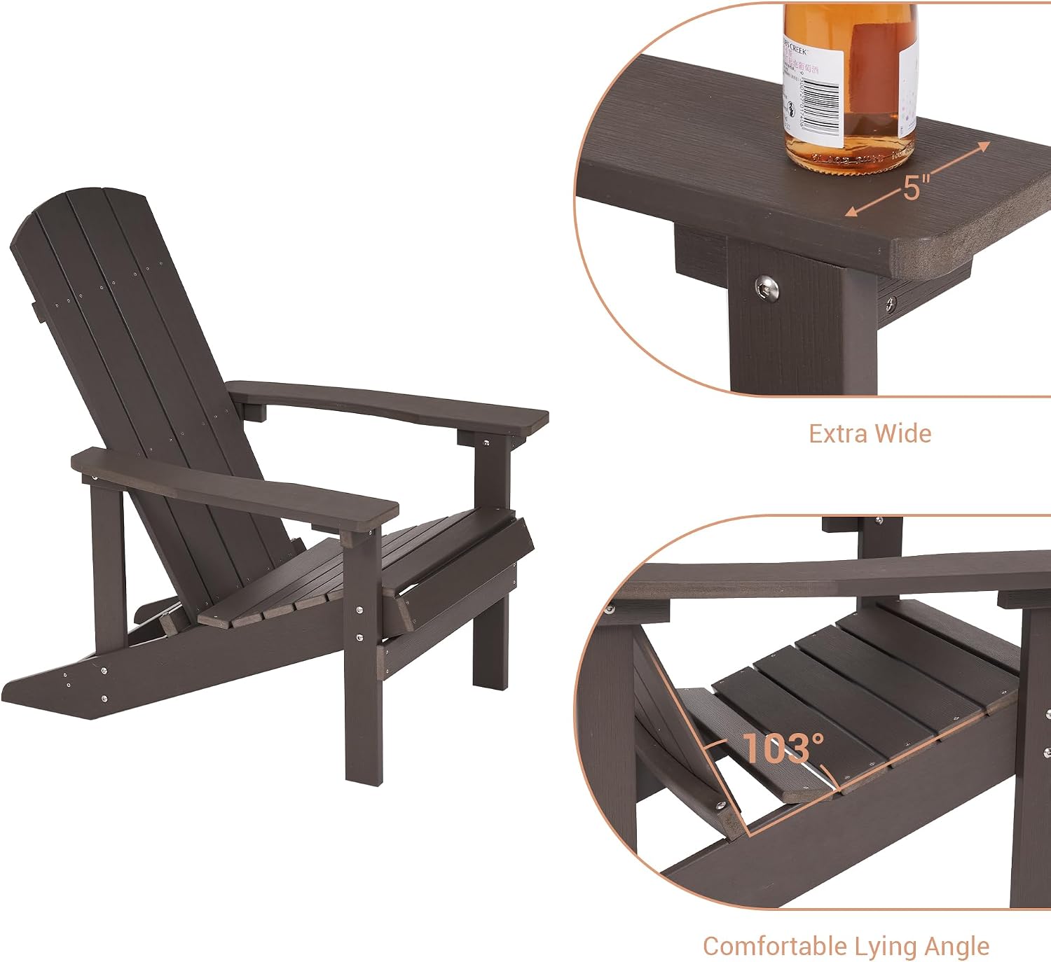 Adirondack Chairs, Plastic Adirondack Chairs Set of 4, All-Weather Resistant, Widely Used in Outdoor, Fire Pit, Deck, Outside, Garden