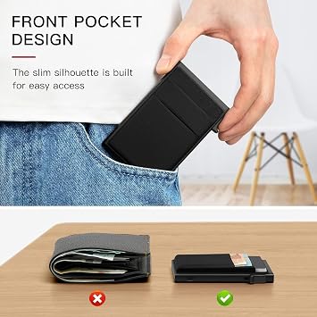 Bolivia's İnce kartlıklı cüzdan, Erkekler İçin Siyah İnce Cüzdan, Minimalist Erkek Cüzdanı Pop-up Kartlık, RFID Blokajlı Akıllı Erkek Cüzdanı ve Para Cebi Olan Stealth Cüzdan