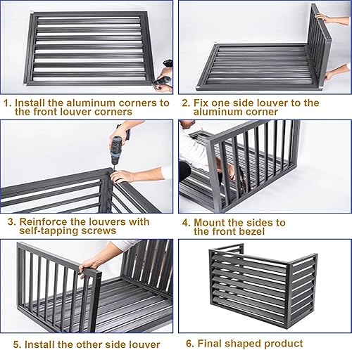 Miniatura 4 de Cubierta de aluminio para aire acondicionado y bomba de calor, mini cubierta de aire acondicionado dividida para unidades exteriores, soporte para