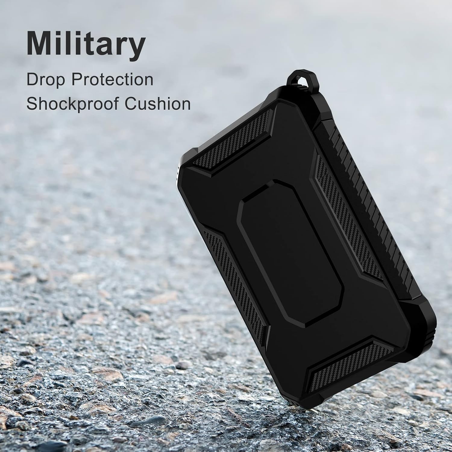 2 Pack Case Compatible with Magsafe Battery Pack Cover, GHIJKL Slim TPU Carbon Fiber Design Protective Case Cover with Keychain Anti-Shockproof Rugged Bumper Shell for Magsafe Battery Pack