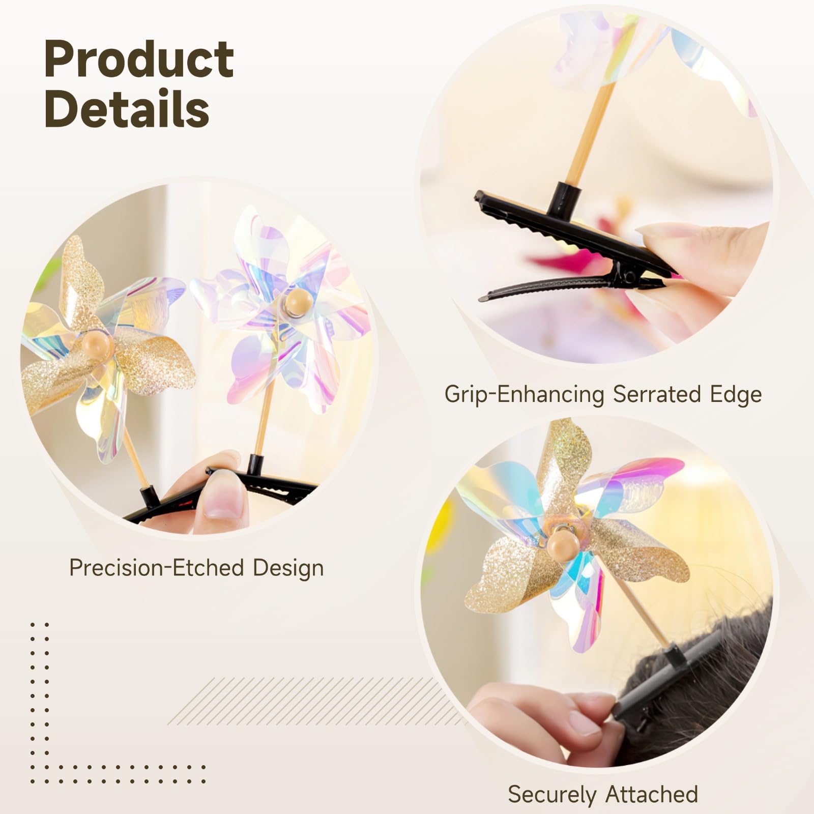 50 fermagli per capelli rotanti a girandola, fermagli a coccodrillo glitterati a 6 foglie, graziosi accessori per lo styling dei capelli in stile coreano per ragazze adolescenti, piccoli, confezione
