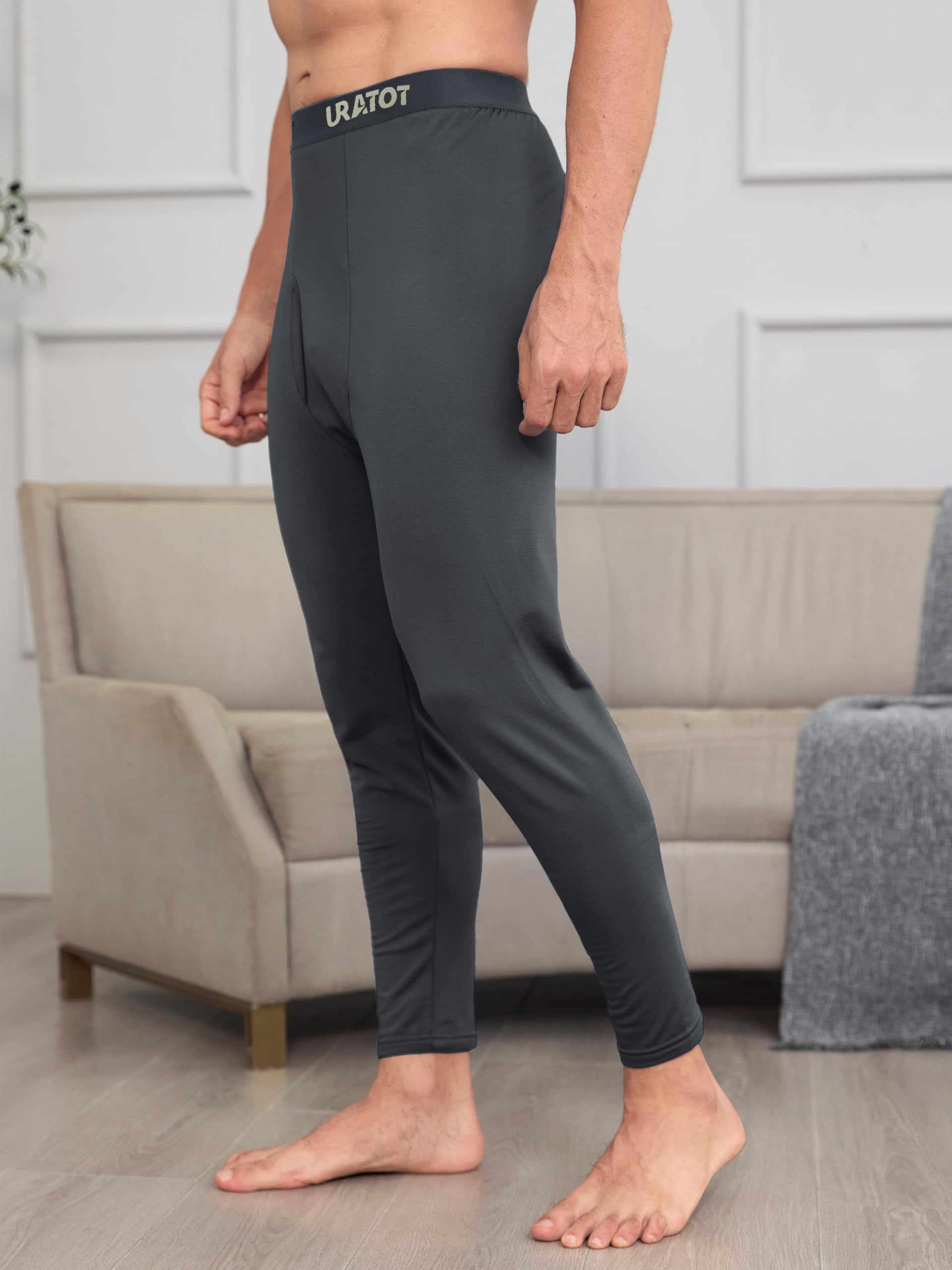 URATOT Herren-Thermounterhose, Fleece, lange Unterhose für Herren, weiche, warme Basisschicht, Thermohose für kaltes Wetter