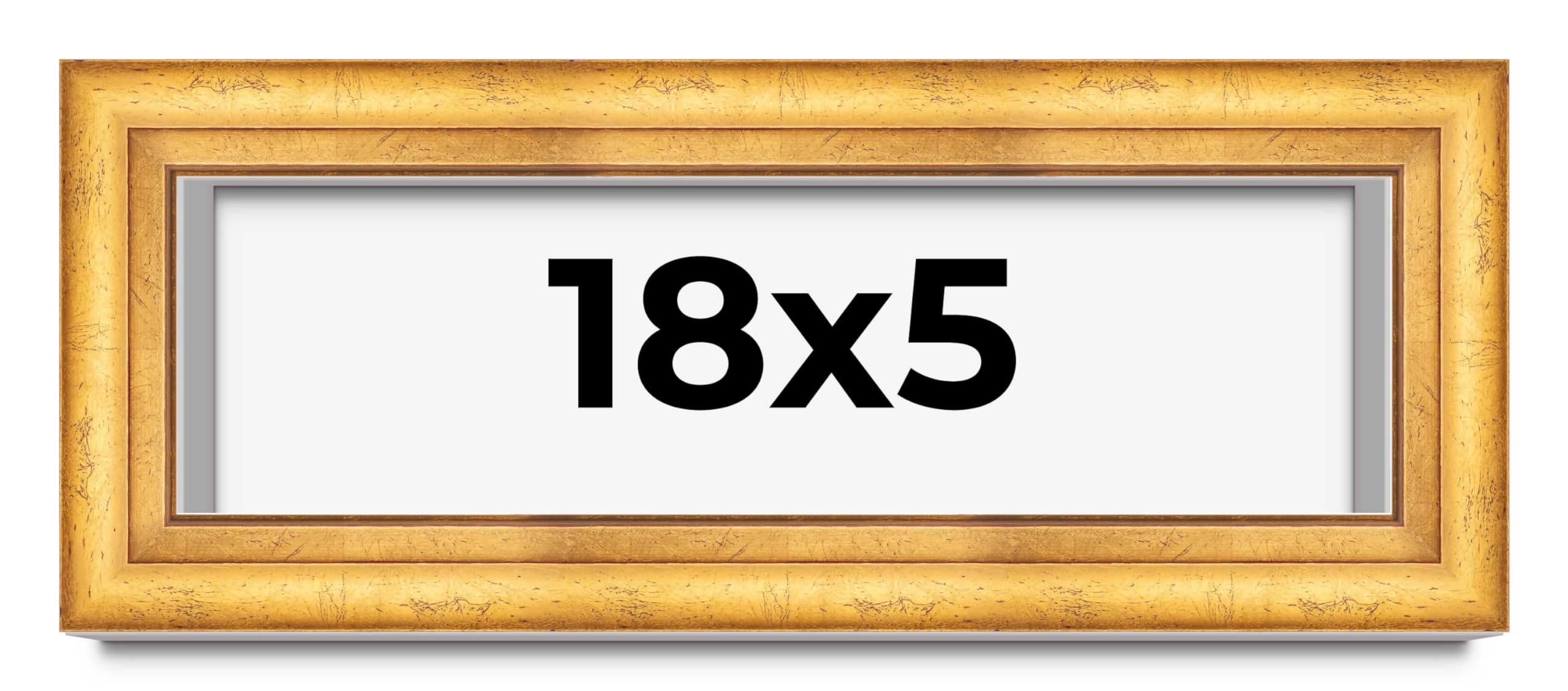 18x5 in Shadow Box Frame Gold | 1.75 Inches Deep Real Wood Traditional Shadowbox Display Frame | UV Resistant Acrylic Front, Acid Free Backing, and Hanging Hardware | Cheyenne Picture Frame Style