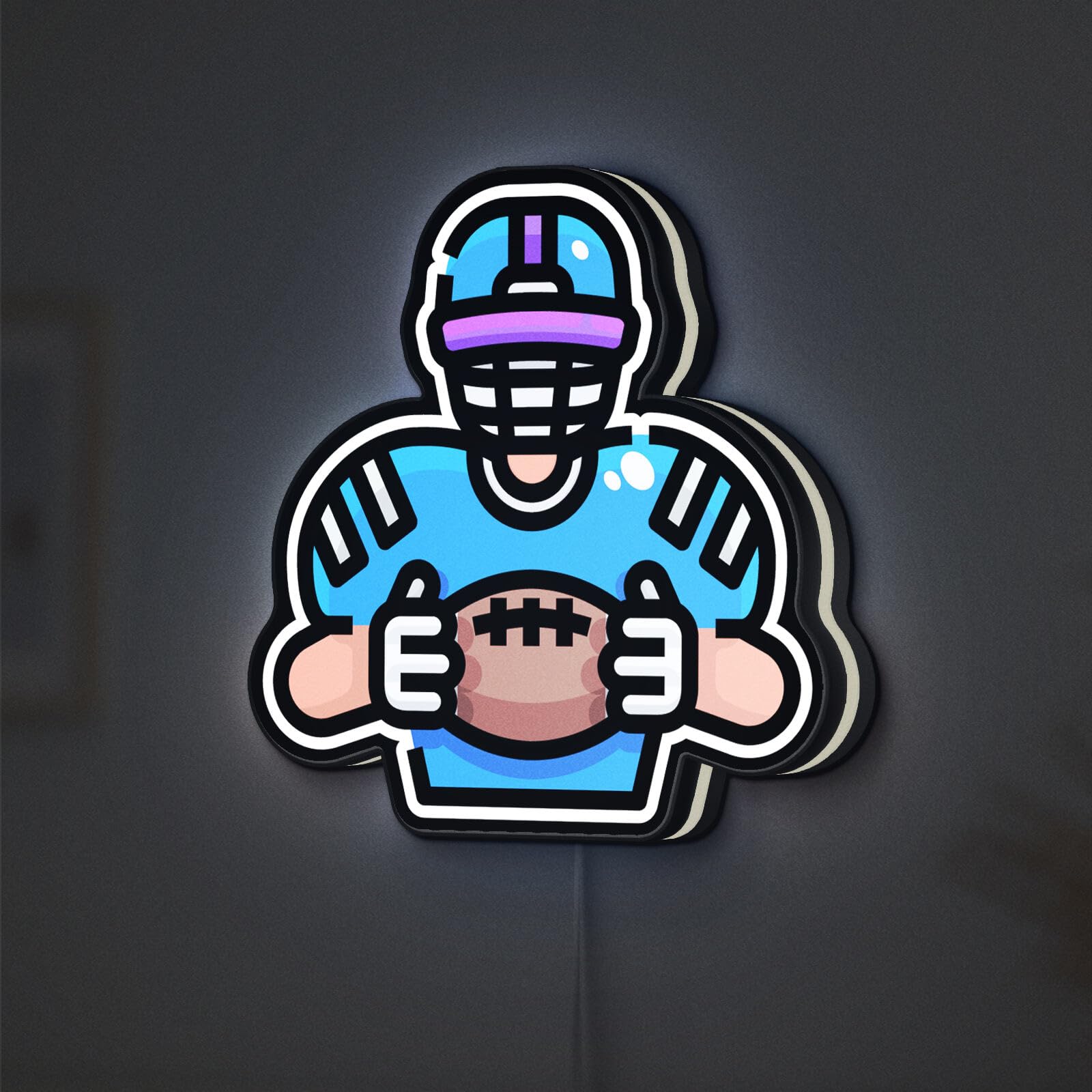 Nowość Light Box 3D dla fanów futbolu amerykańskiego, unikalny wystrój rugby, idealny dla sportowców i oświetlenia pokoju sportowego (szerokość 20 cm, 20 cm)