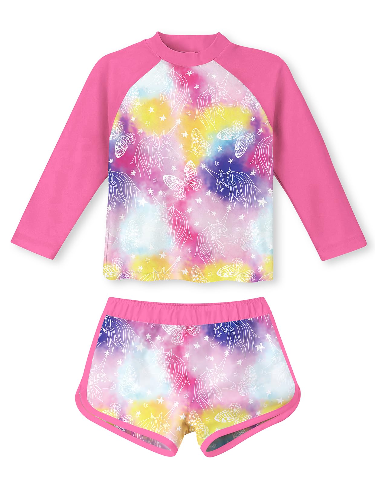 TUONROAD Girls 2 Pieces Rash Guard Swimsuit Long Sleeve Tankini for 4-10 Years