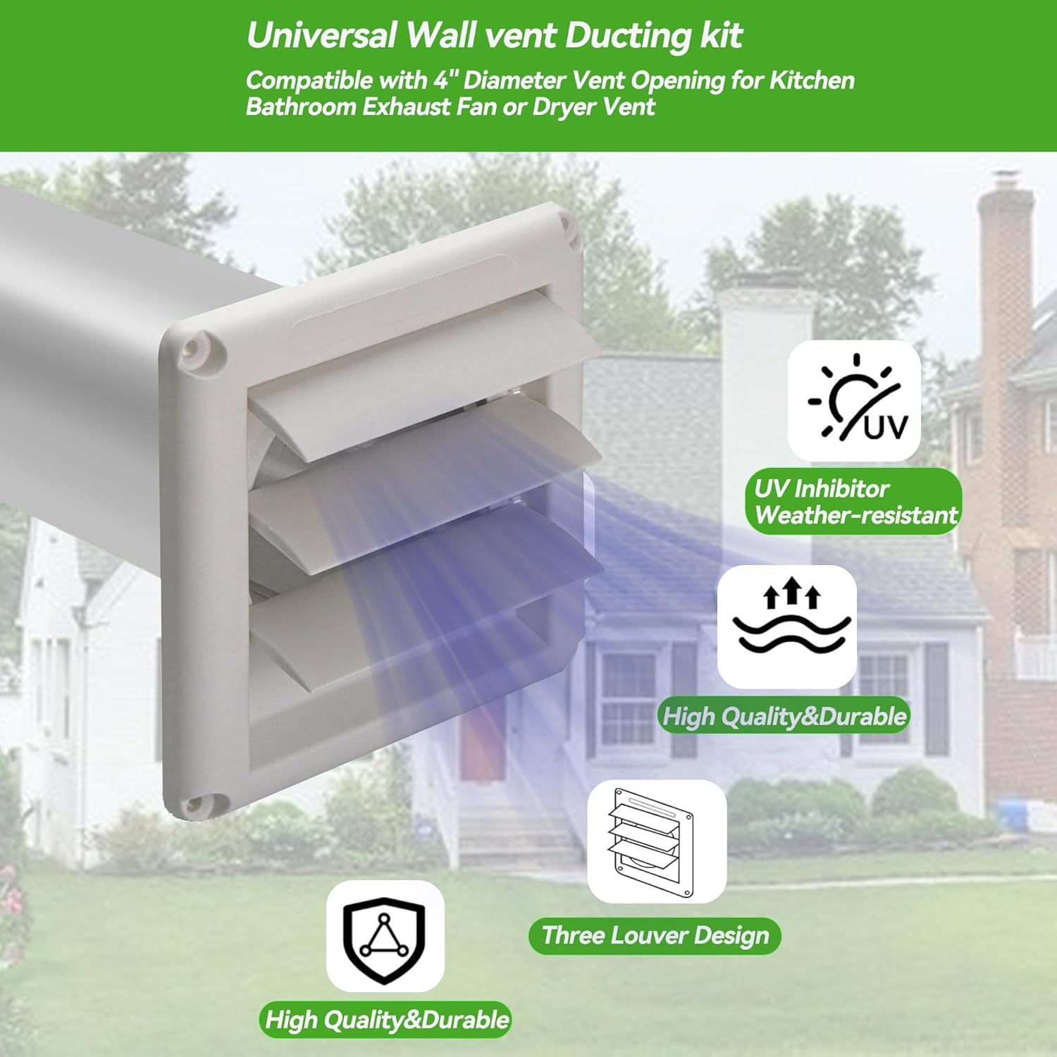Dryer Vent Kit with Hose,Duct Connector,Dryer Vent Cover Outside Connector Wall Plate Ducting Kit for Bathroom Ventilation Fans Exhaust,Ceiling Washer Air Circulation
