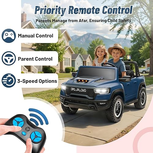 Miniatura 2 de Auto eléctrico para niños, Ram 1500 RHO, juguetes de paseo de 24 V para niños grandes, funciona con batería con control remoto para padres, luz LED,