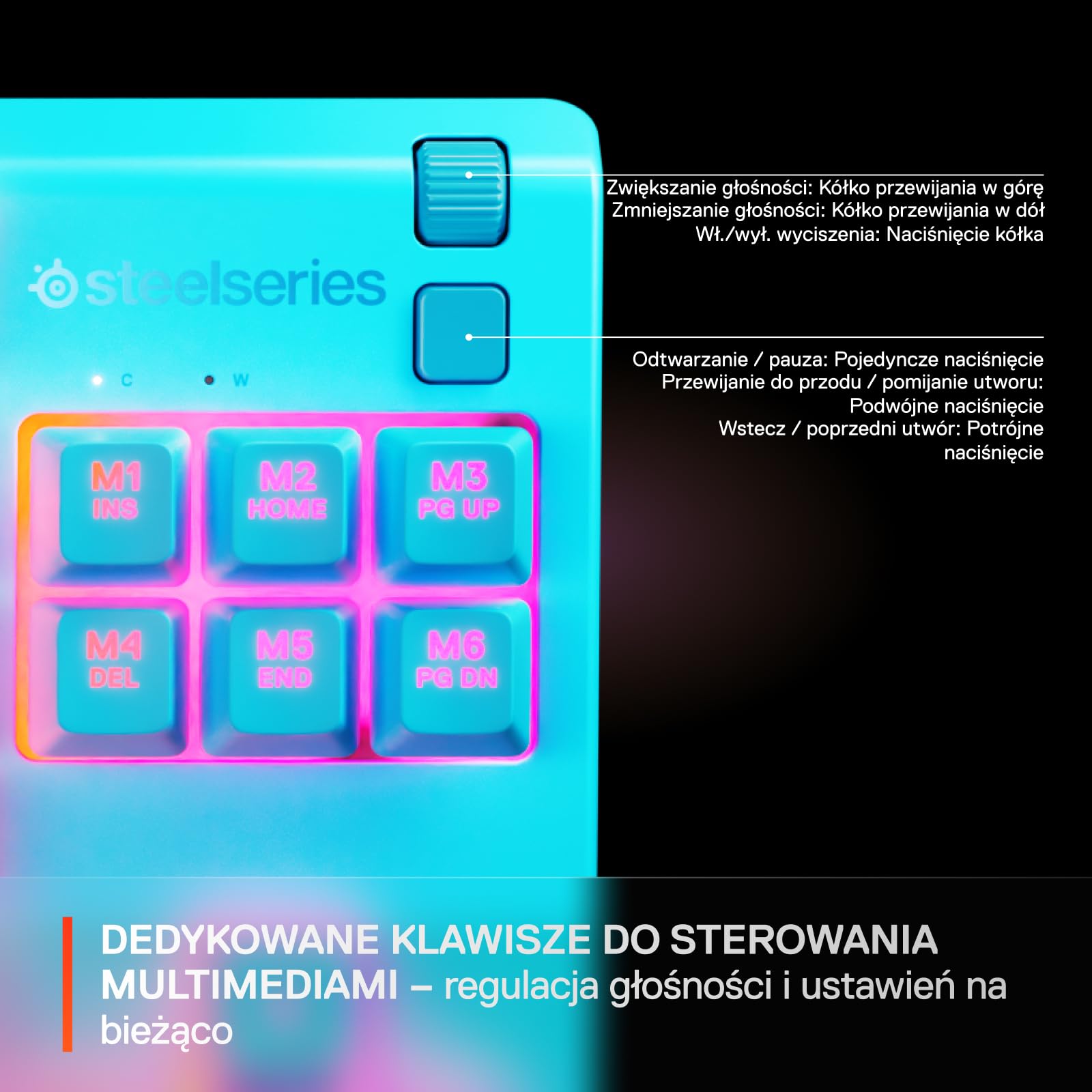 SteelSeries Apex 3 TKL Aqua RGB - klawiatura dla graczy – Obudowa bez części numerycznej – 8-strefowe podświetlenie RGB – Odporna na wodę i kurz – Niezwykle cichy przełącznik mechaniczny - US QWERTY