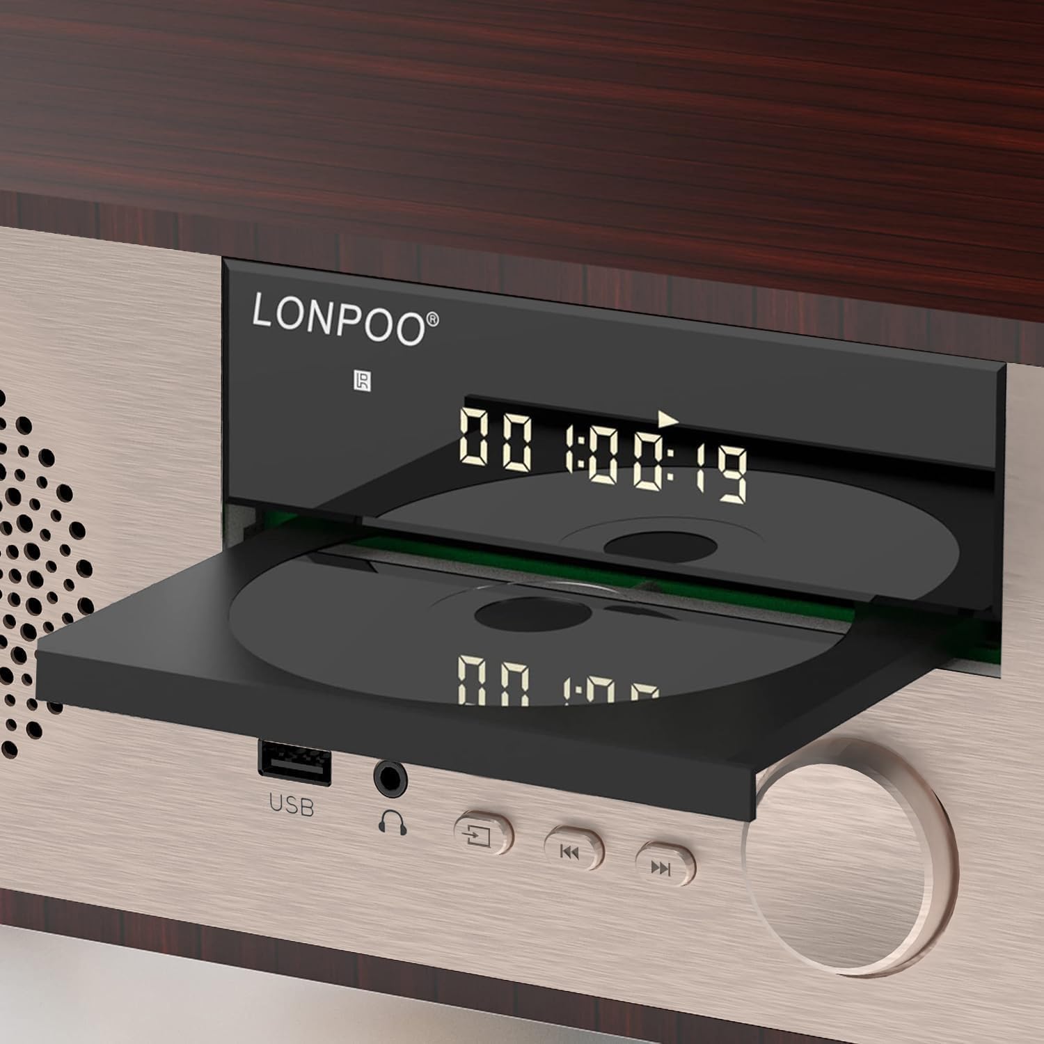 Compact System Micro HiFi System, CD Stereo System, 40 Watts RMS Music System with CD Player, FM Radio, Bluetooth, AUX-in, Headphone Output, DSP Tech, Clear Sounds and Rich Bass Sound,Golden