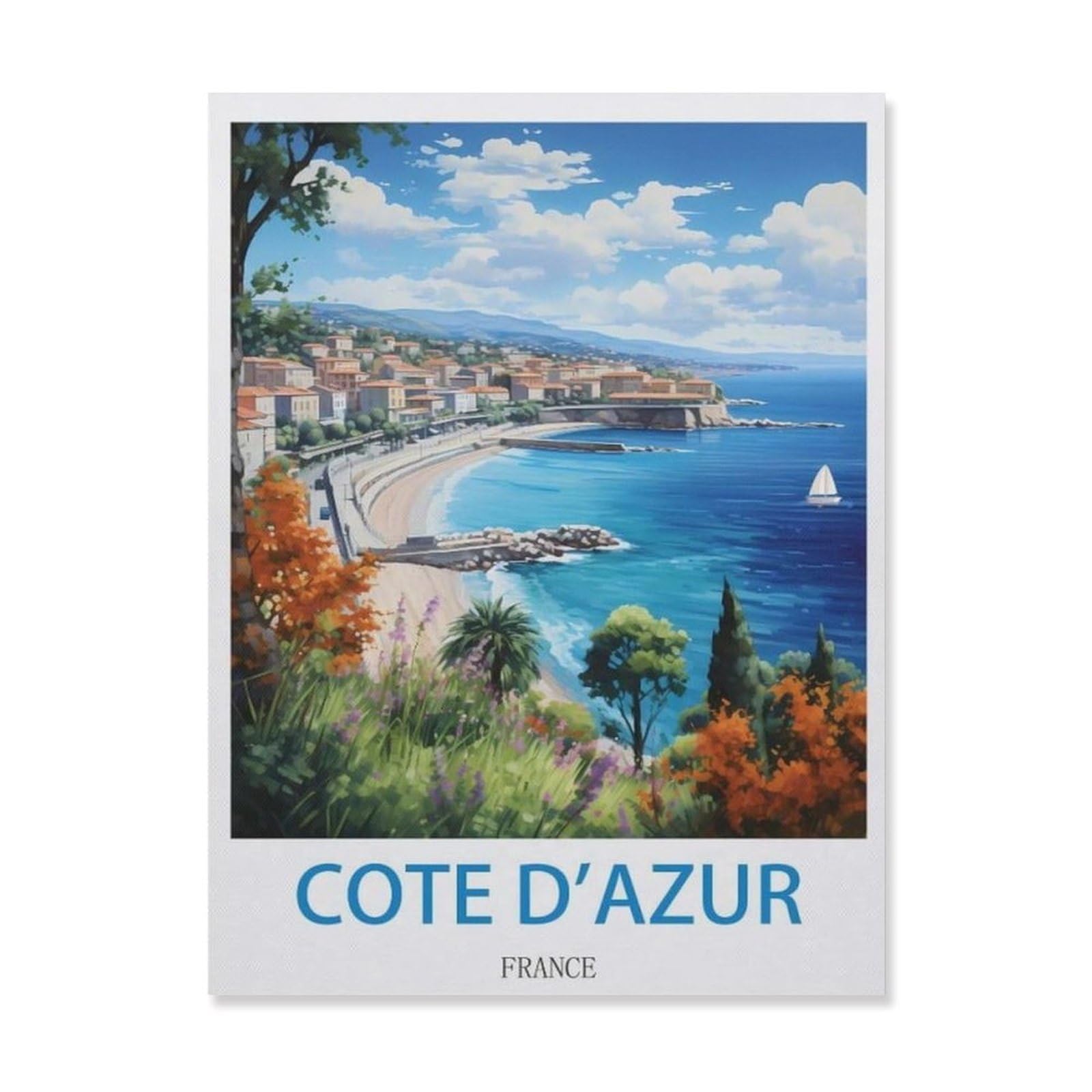 Funny Metal Tin Sign Wall Decor，Cote D'azur France(30x40cm）