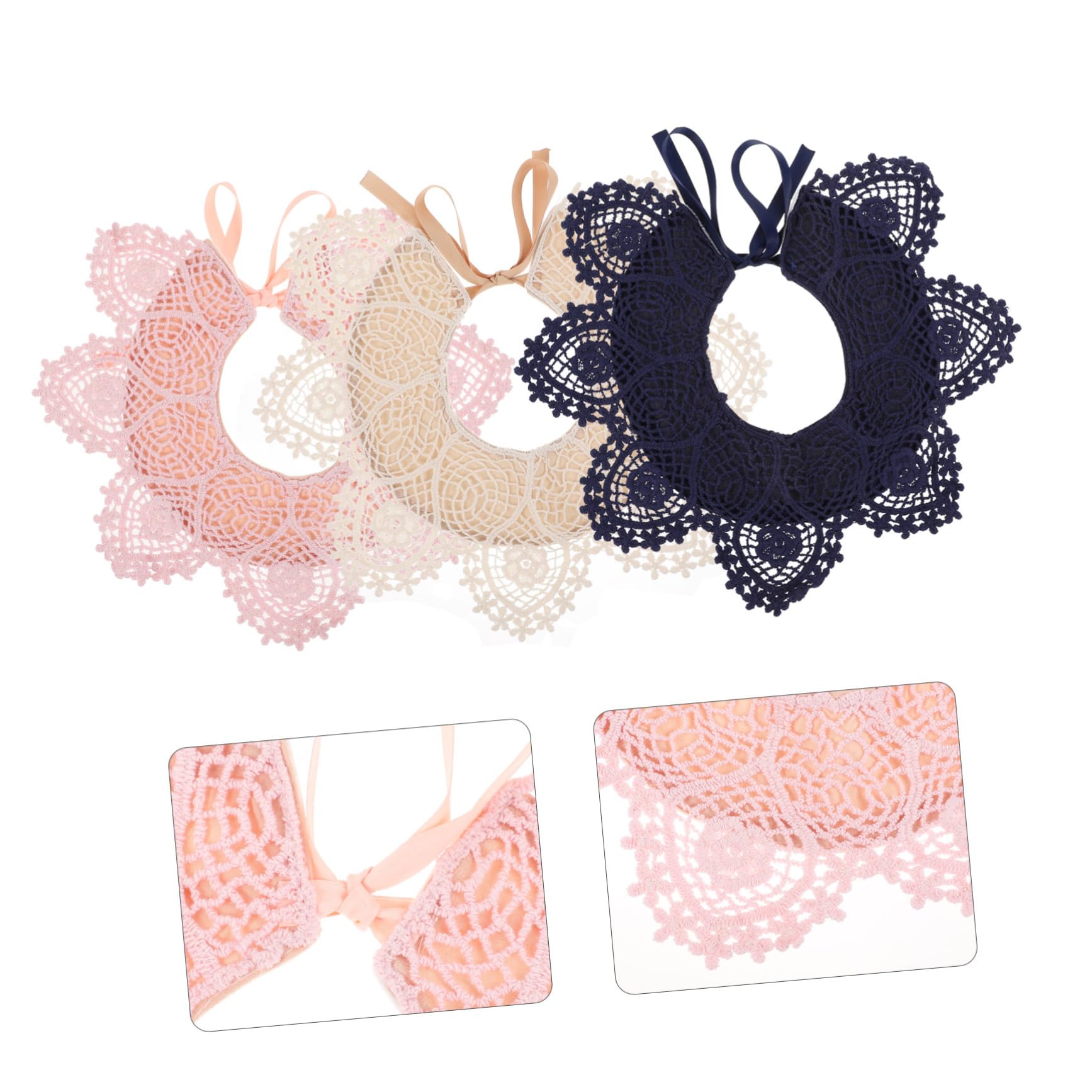 Toyvian Baberos Absorbentes de Algodón Encaje para Ñiño Niña, Paquete 1 4 5, Toallas de Saliva Suaves y Transpirables para Dentición y Babeo, Ropa para Lavar Saliva, Protección Adecuado