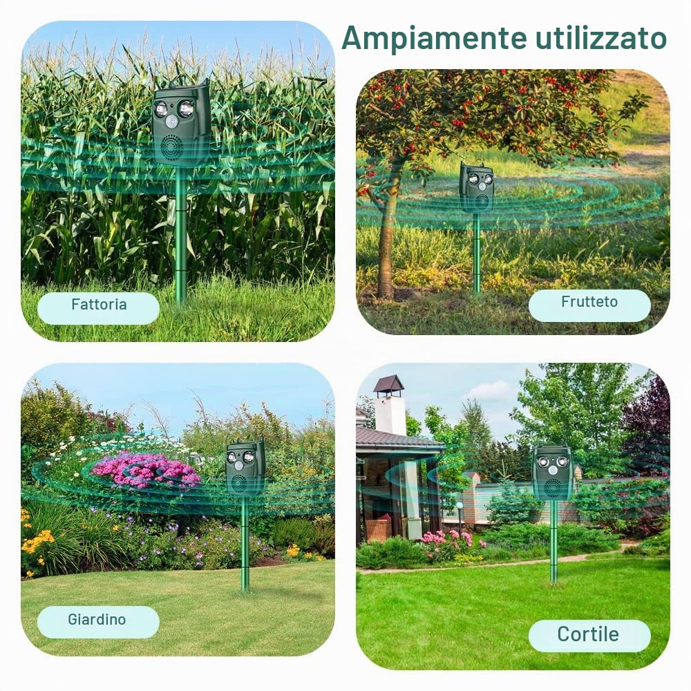 Repellente Gatti, Ultrasuoni per Topi, Solare Repellente per Topo Ultrasuoni per Animali, Serpente, Gatto, Piccioni, Conigli, Scoiattolo, Topo, per Giardino e Cortile