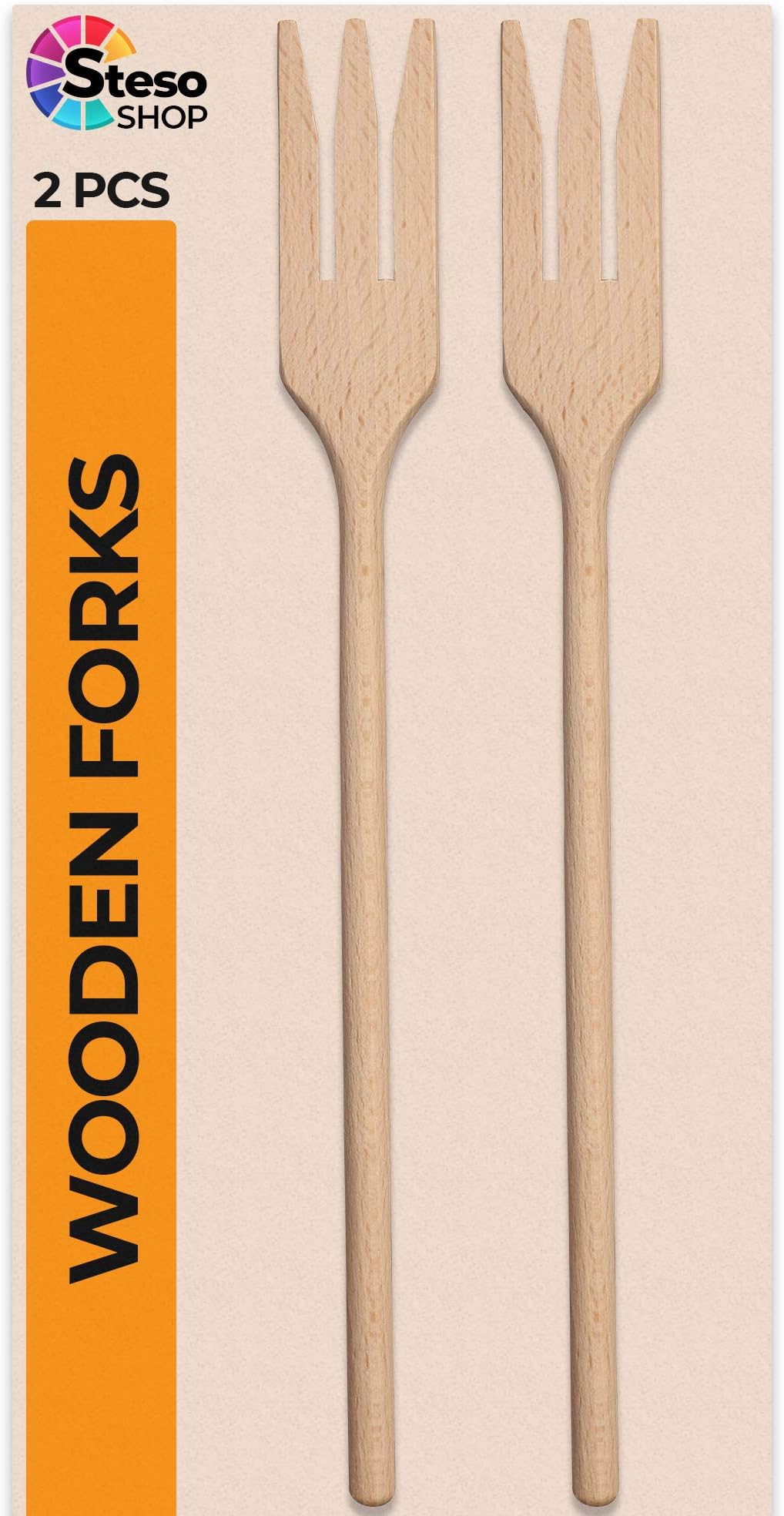 Wooden Forks for Cooking - 2 pcs Wood Fork Set Perfect Size Great for Cooking - Salad Pasta Grill Tasting Fork Wood - Wood Kitchen Utensils