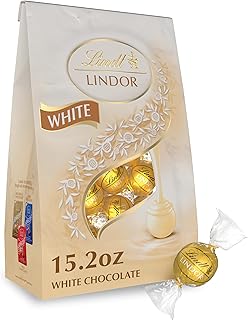 Lindt LINDOR White Chocolate Candy Truffles, White Chocolate Candy with Smooth, Melting Truffle Center, 15.2 oz. Bag