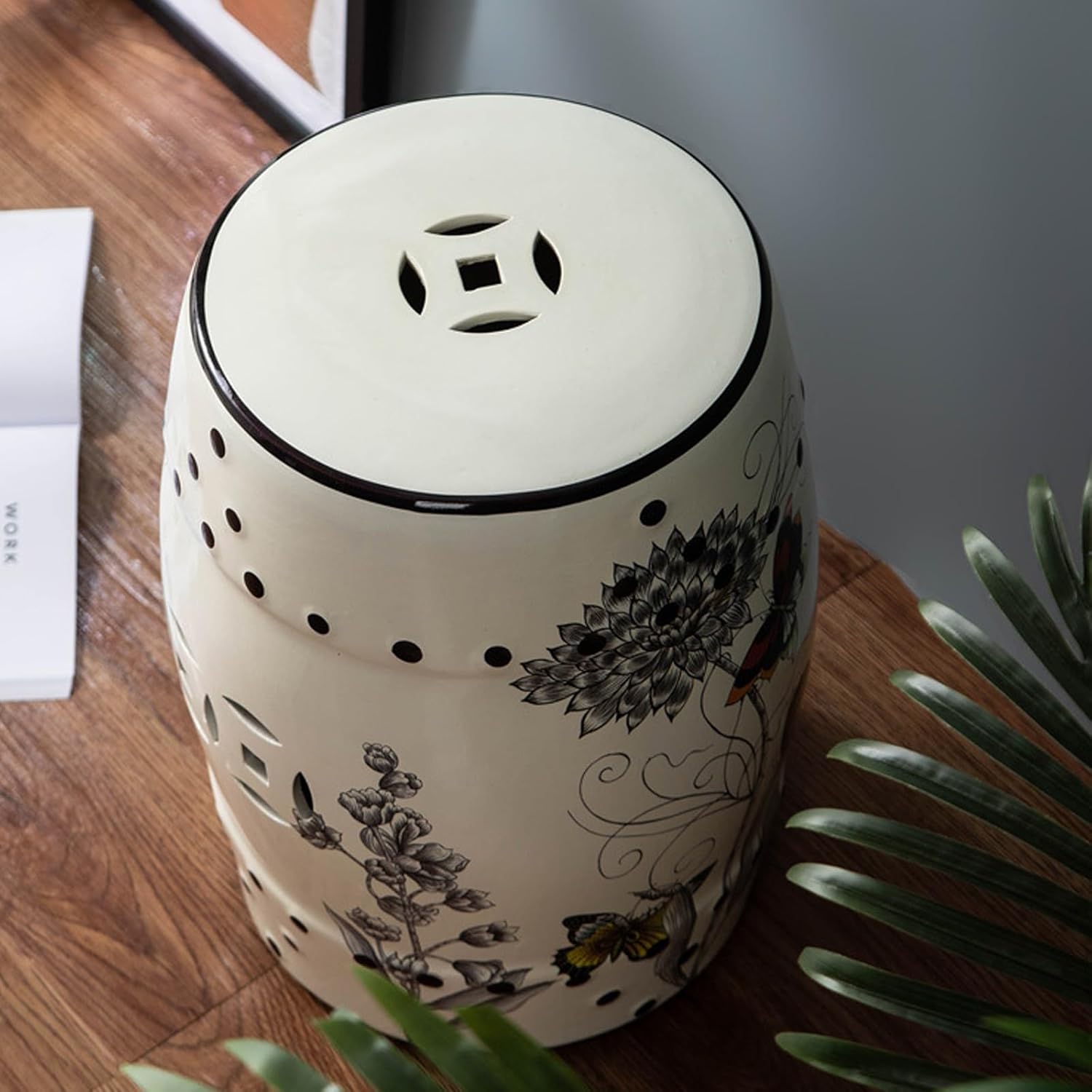 Ceramic Drum Garden Stool,Decorative Ceramic Garden Stool(J)