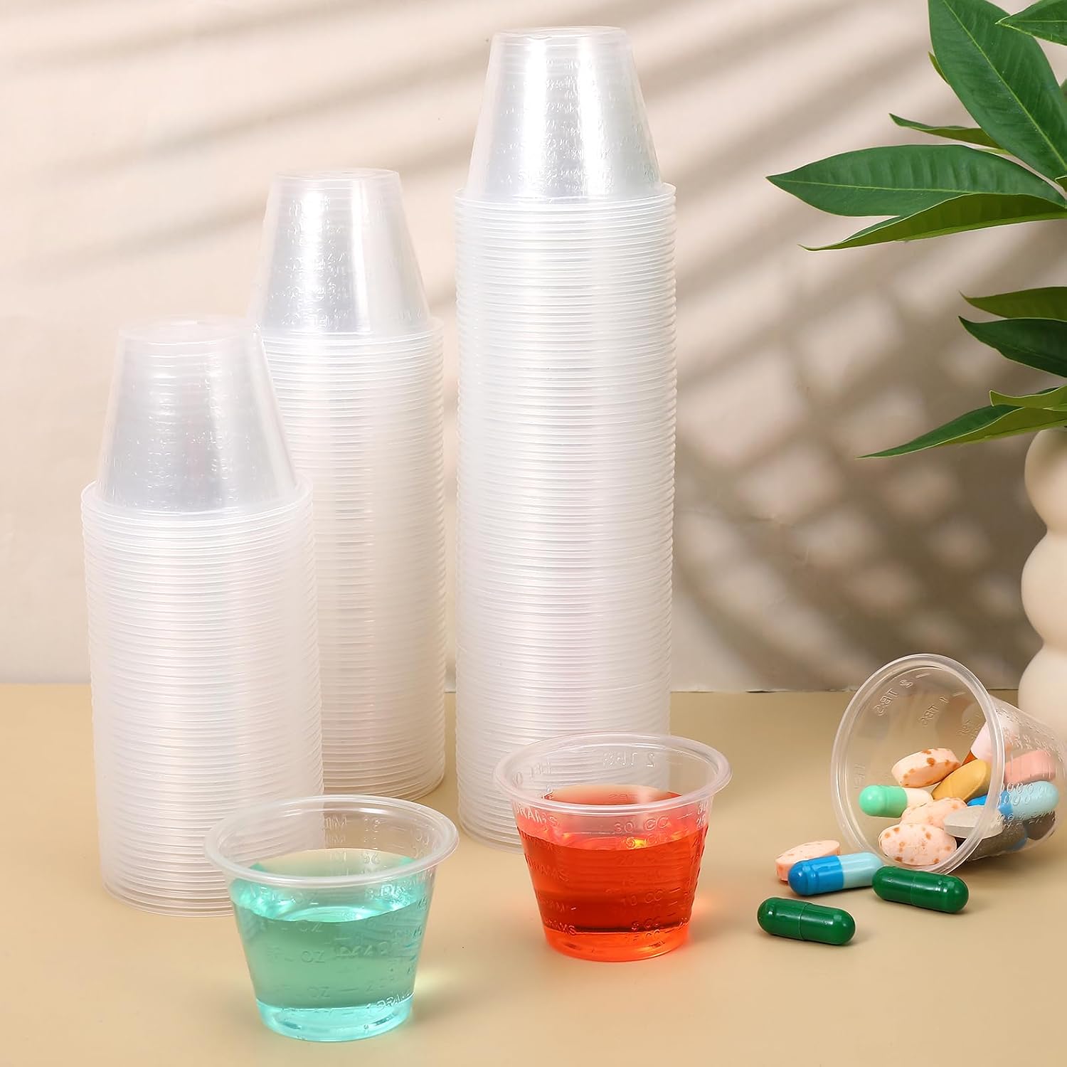 2000 Count 1 oz Disposable Measuring Cups, 30ml Plastic Medicine Cups for Pills, Liquid Dosage, Epoxy Resin Mixing, Precise Graduated for Kitchen, Craft, Pharmacy